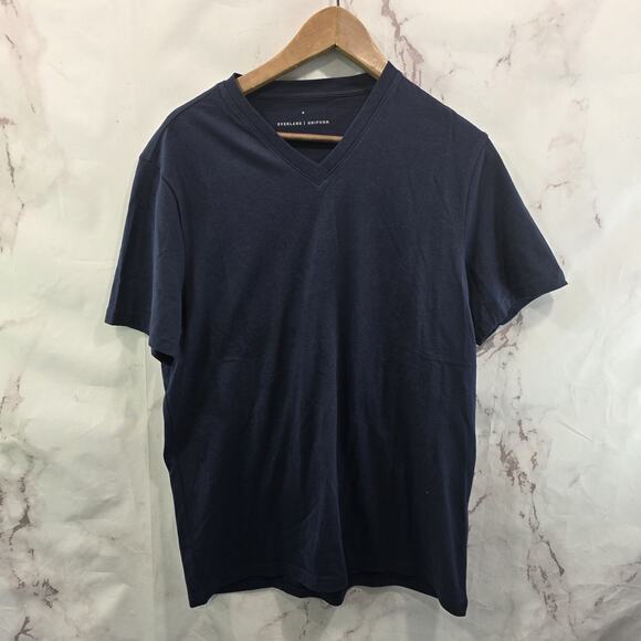 Everlane T Shirt Mens Medium Blue Short Sleeve V Neck Organic Tee Uniform - Picture 1 of 10